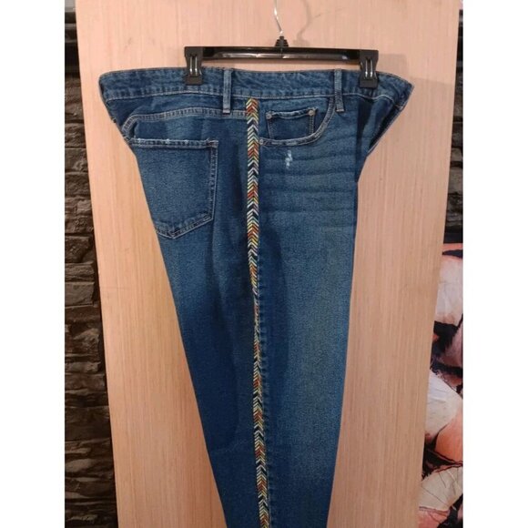 Knox Rose Jeans( 16)Womens Blue Pants Colors Chevron Pattern Side Legs High Rise - Picture 8 of 8